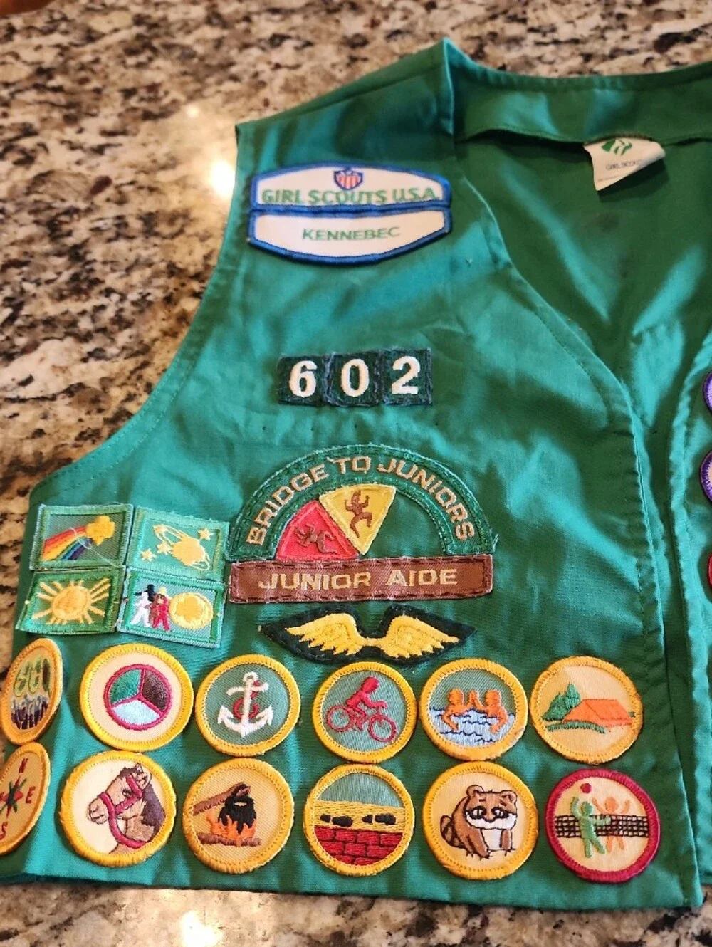 Girls' Junior Green Badge Vest - 602 Bridge to Juniors